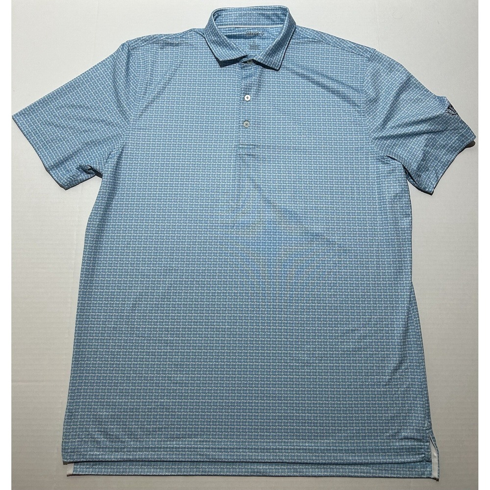 Johnnie-O Short Sleeve Polo Shirt Stretch Comfort Men Size Large Casual Blue EUC